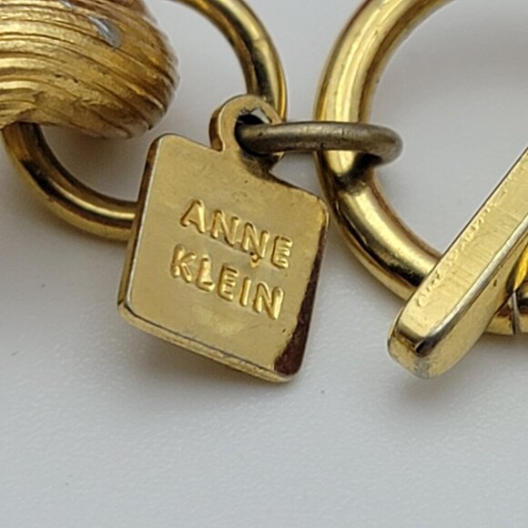 Vintage Anne Klein Necklace Gold Tone Curb Link Chain 24 Inch Toggle Clasp - Picture 6 of 8